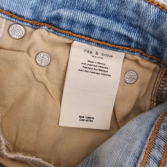 Rag & Bone Nina High-Rise Ankle Cigarette Jeans in Jade with Holes Light Wash 25 - Picture 6 of 8